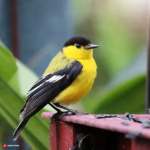 Small Yellow Bird with Black Wings